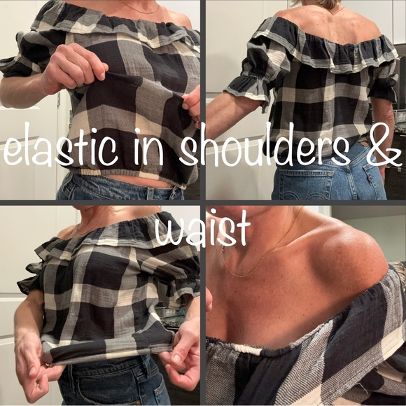 Checkered off-the-shoulder top - Picture 4 of 5